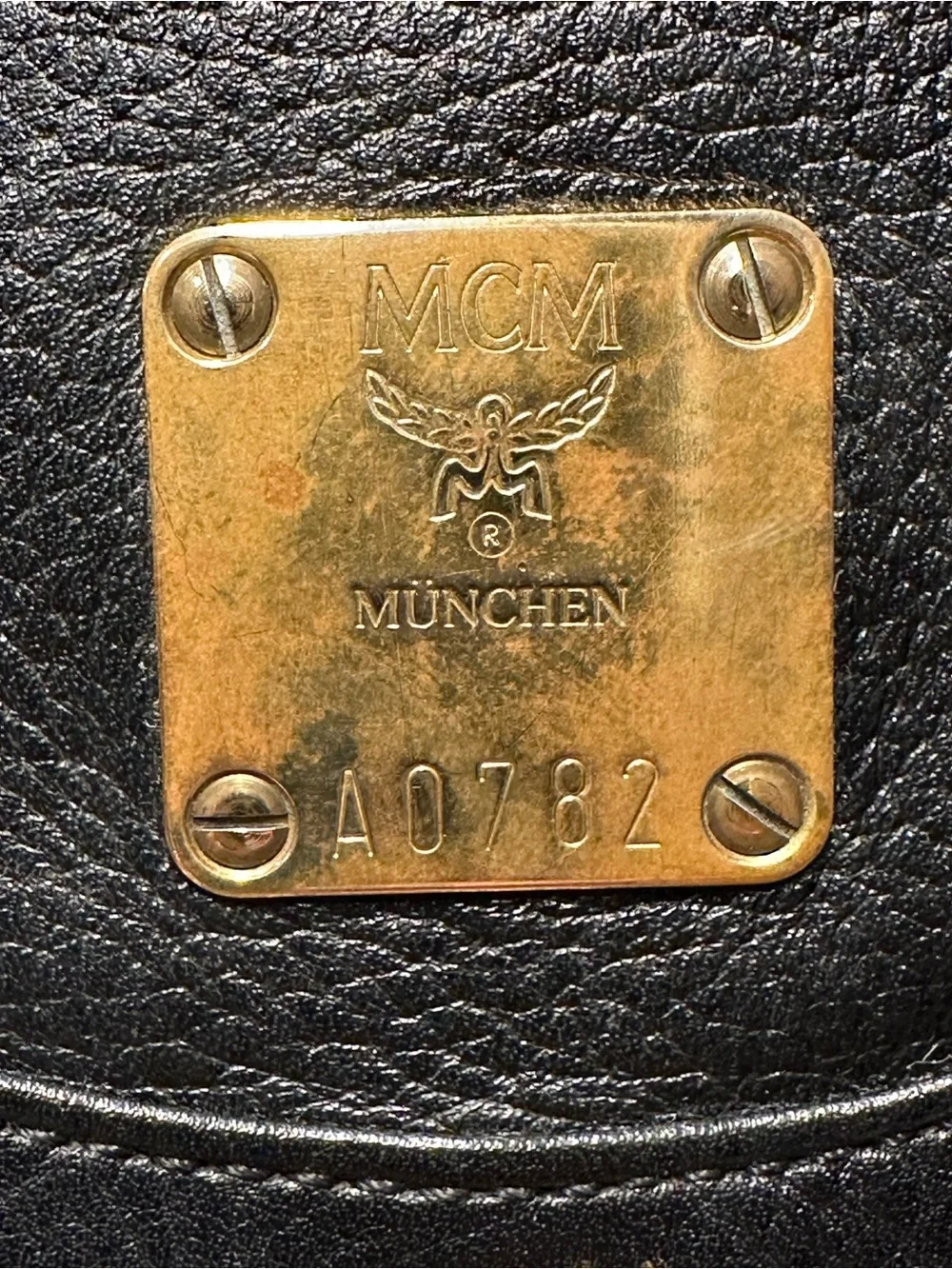 MCM Black Leather Mini Backpack - Gold Hardware